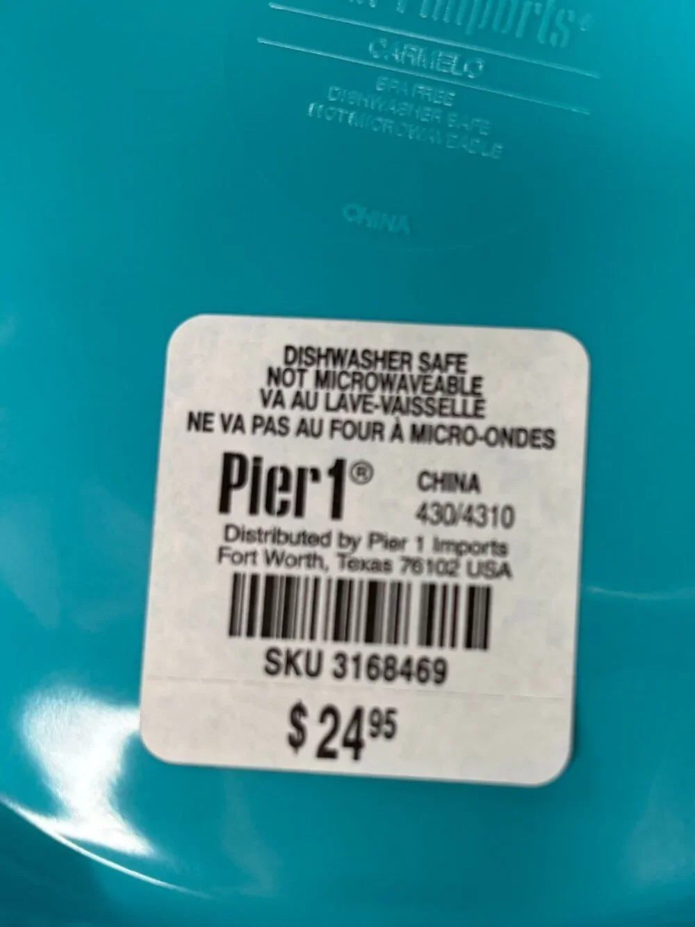 Pier 1 Imports Carmelo Blue Melamine Crackle Glaze Distressed Large Bowl-NWT
